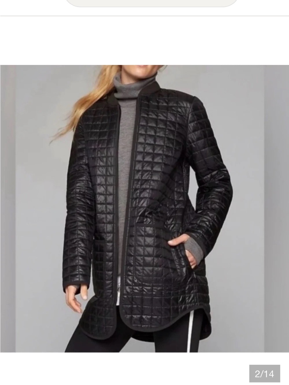 Athleta lightweight, quilted, long line, puffer jacket